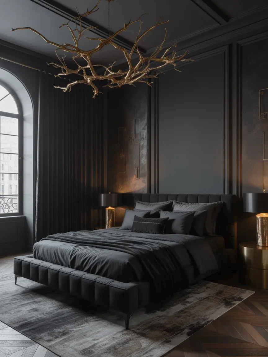 6. Dramatic Black and Gold Luxe Den 6. Dramatic Black and Gold Luxe Den