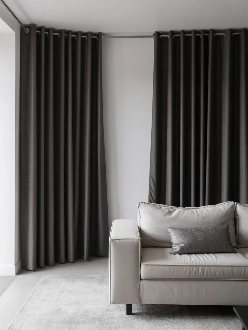 11. Dramatic Dark Curtains In Light Rooms 11. Dramatic Dark Curtains In Light Rooms