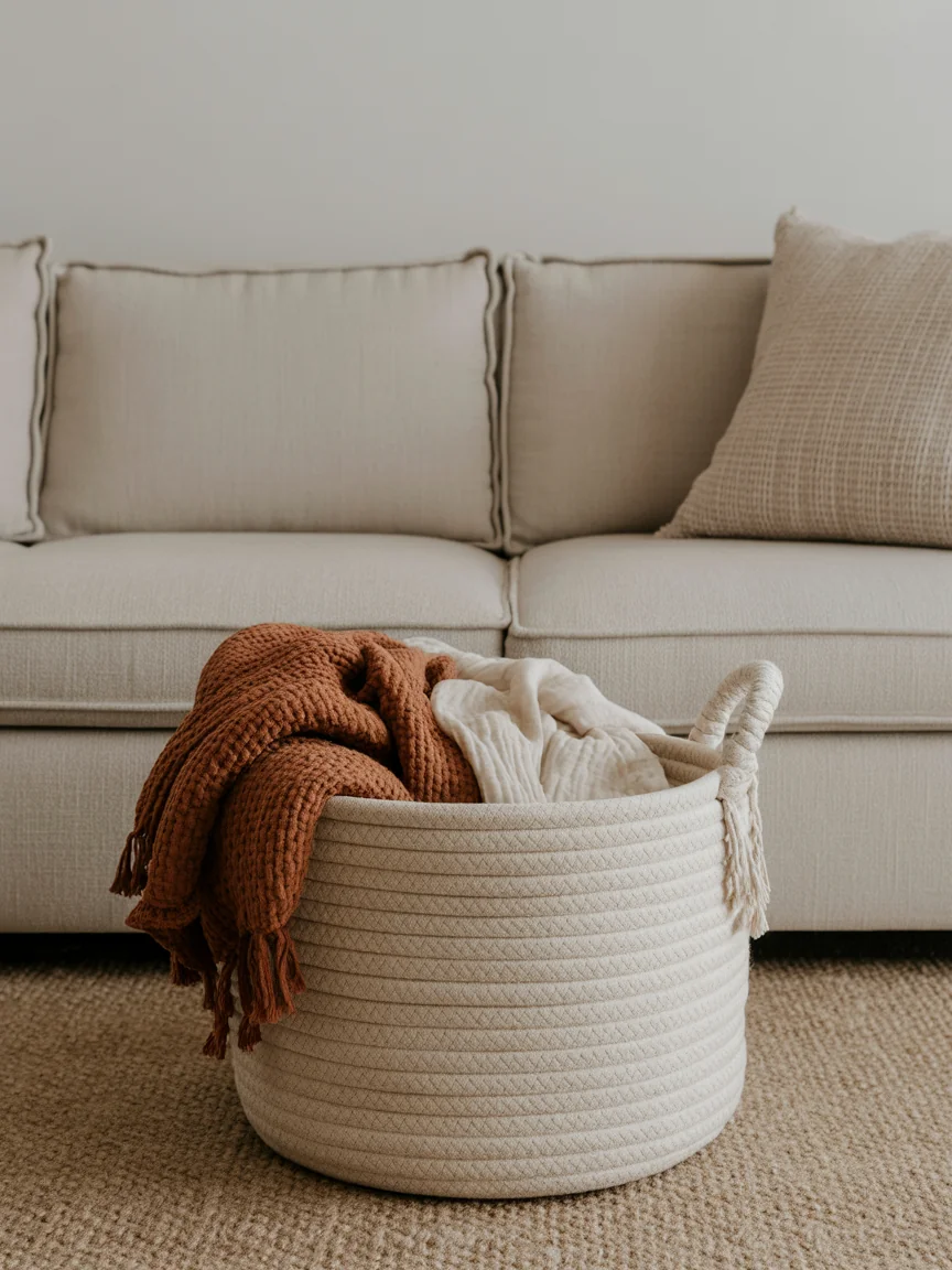 18. Earthy Organic With Rope Basket Storage