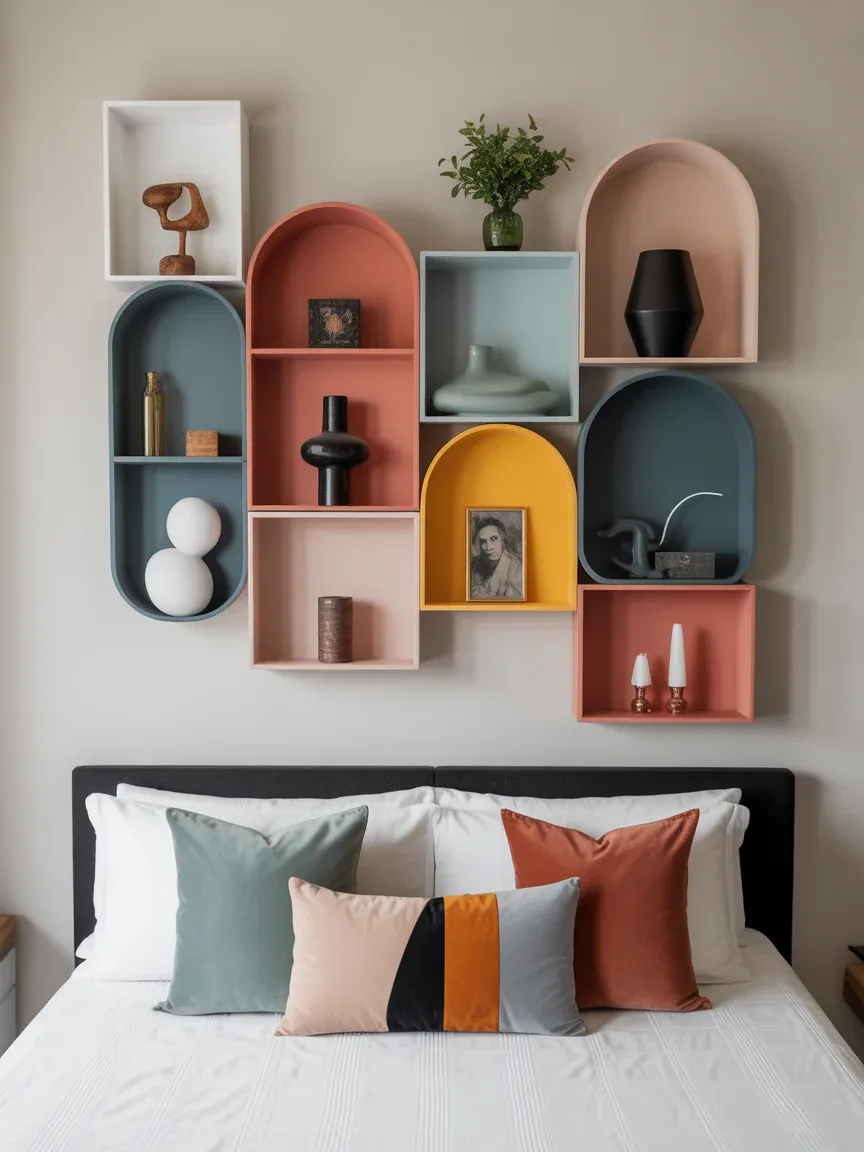 13. Eclectic Mix-and-Match Shelving 13. Eclectic Mix-and-Match Shelving