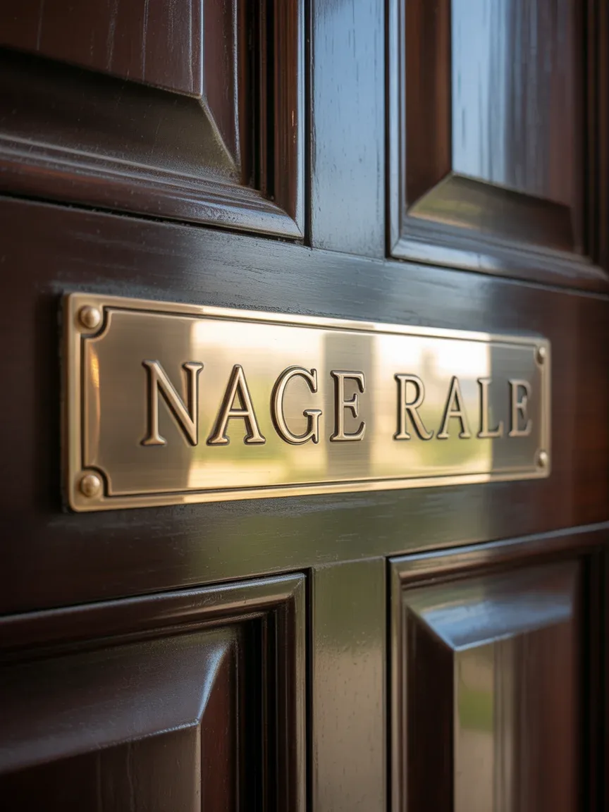 3. Elegant Brass Plate With Vintage Typography 3. Elegant Brass Plate With Vintage Typography