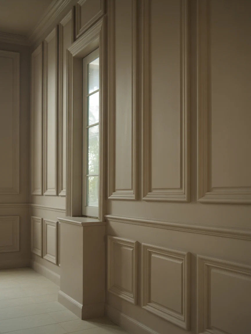 17. Elegant Neutral Bathroom With Panel Molding
