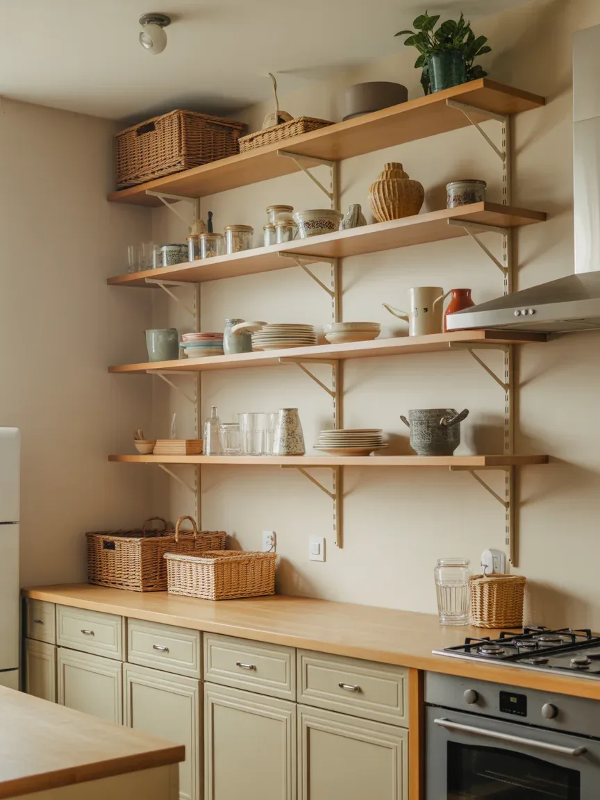 24. Family-Friendly Kitchen With Practical Open Shelving 24. Family-Friendly Kitchen With Practical Open Shelving