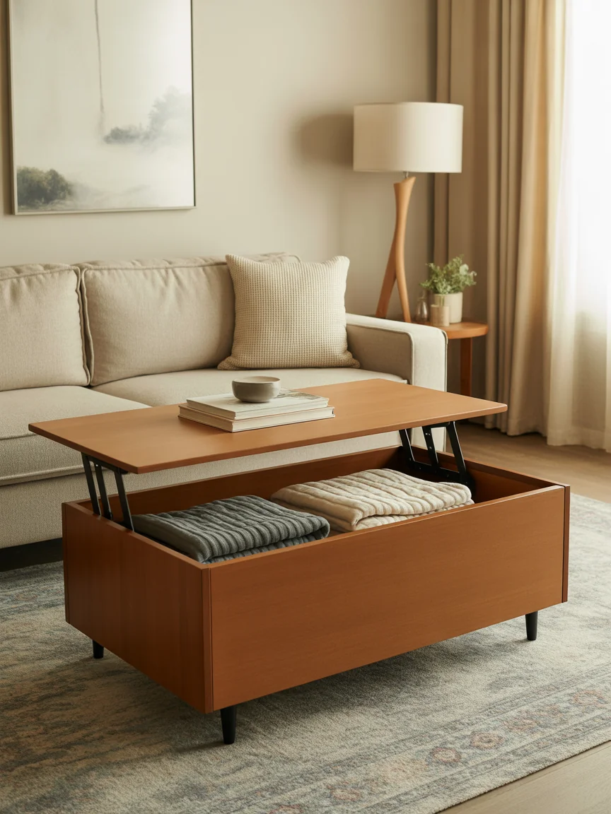 13. Family-Friendly Lounge With Storage Coffee Table