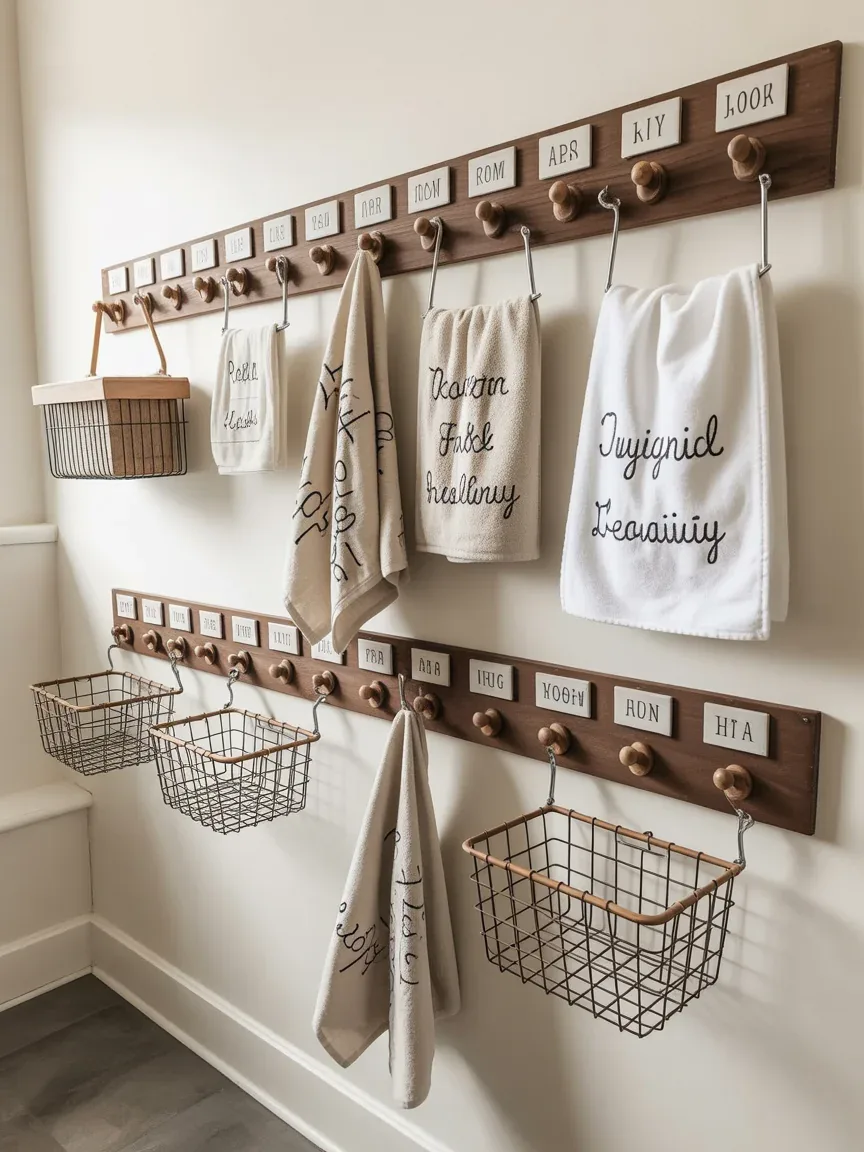 11. Farmhouse Bathroom With Peg Rail Organization 11. Farmhouse Bathroom With Peg Rail Organization