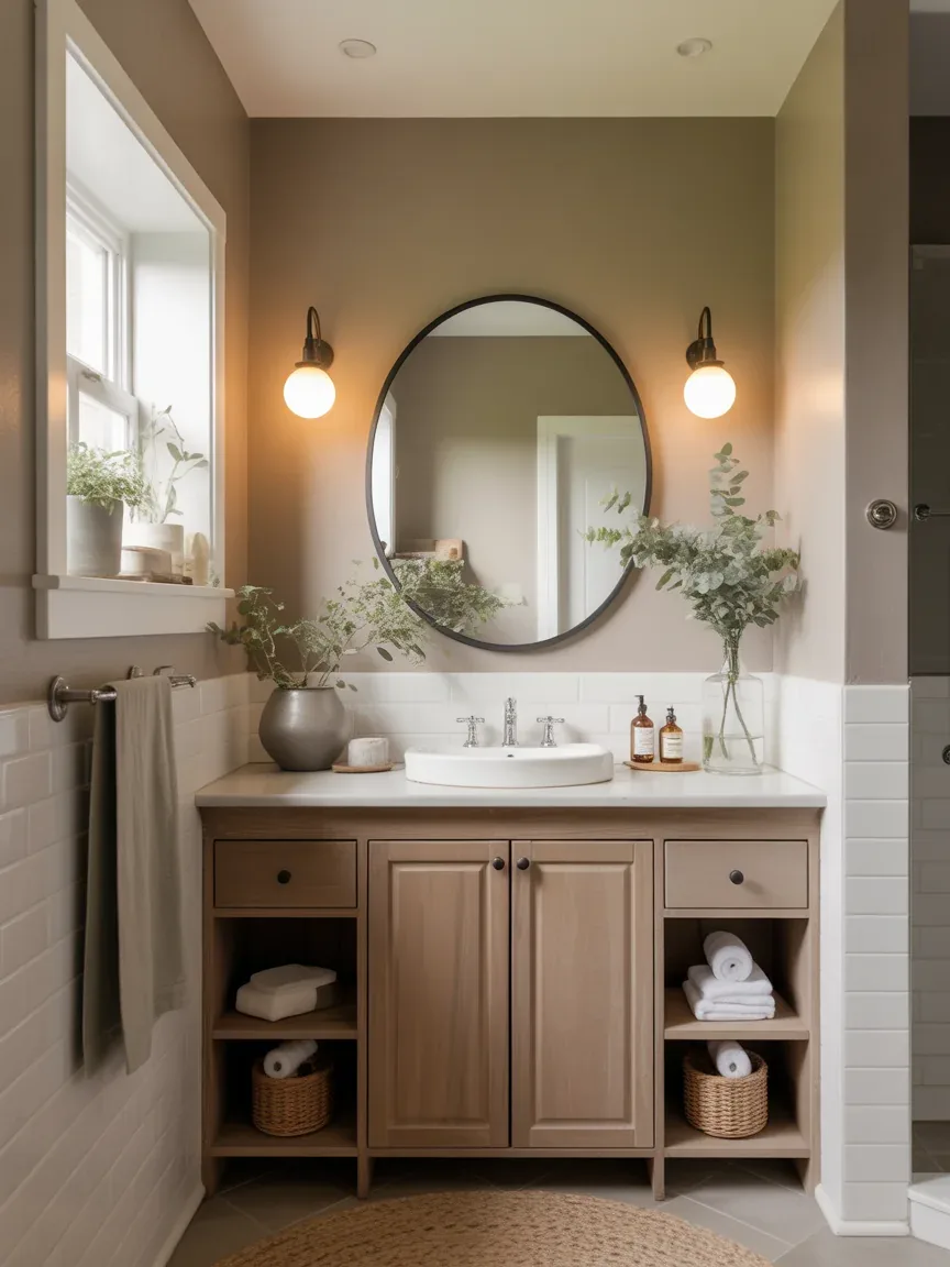 17. Farmhouse Spa Bathroom With Soft Neutrals 17. Farmhouse Spa Bathroom With Soft Neutrals