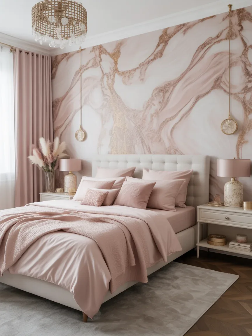 15. Feminine Glam With Blush Marble Wallpaper 15. Feminine Glam With Blush Marble Wallpaper