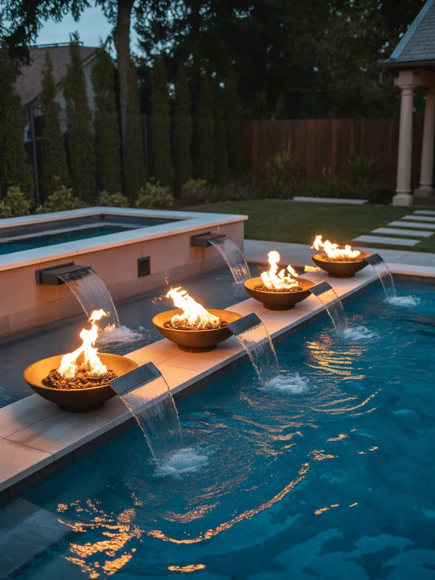 12. Fire And Water Feature Pool With Luxe Drama 12. Fire And Water Feature Pool With Luxe Drama
