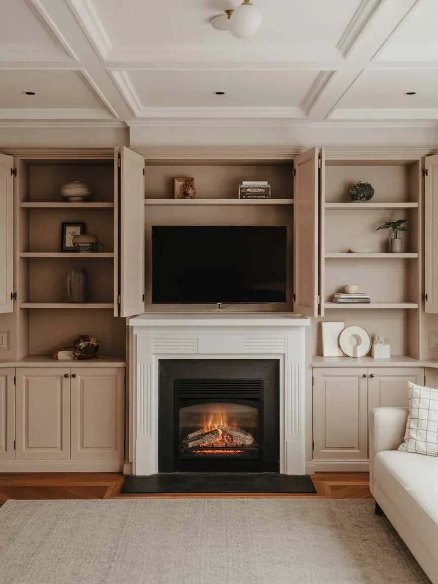 16. Fireplace With TV in Built-In Cabinet 16. Fireplace With TV in Built-In Cabinet
