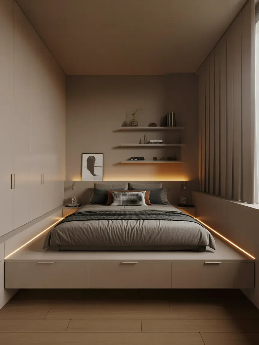 1. Floating Bed With Under-Glow Storage 1. Floating Bed With Under-Glow Storage