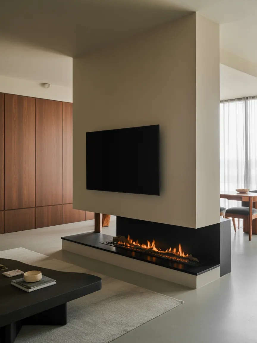 5. Floating Fireplace Wall Divider 5. Floating Fireplace Wall Divider
