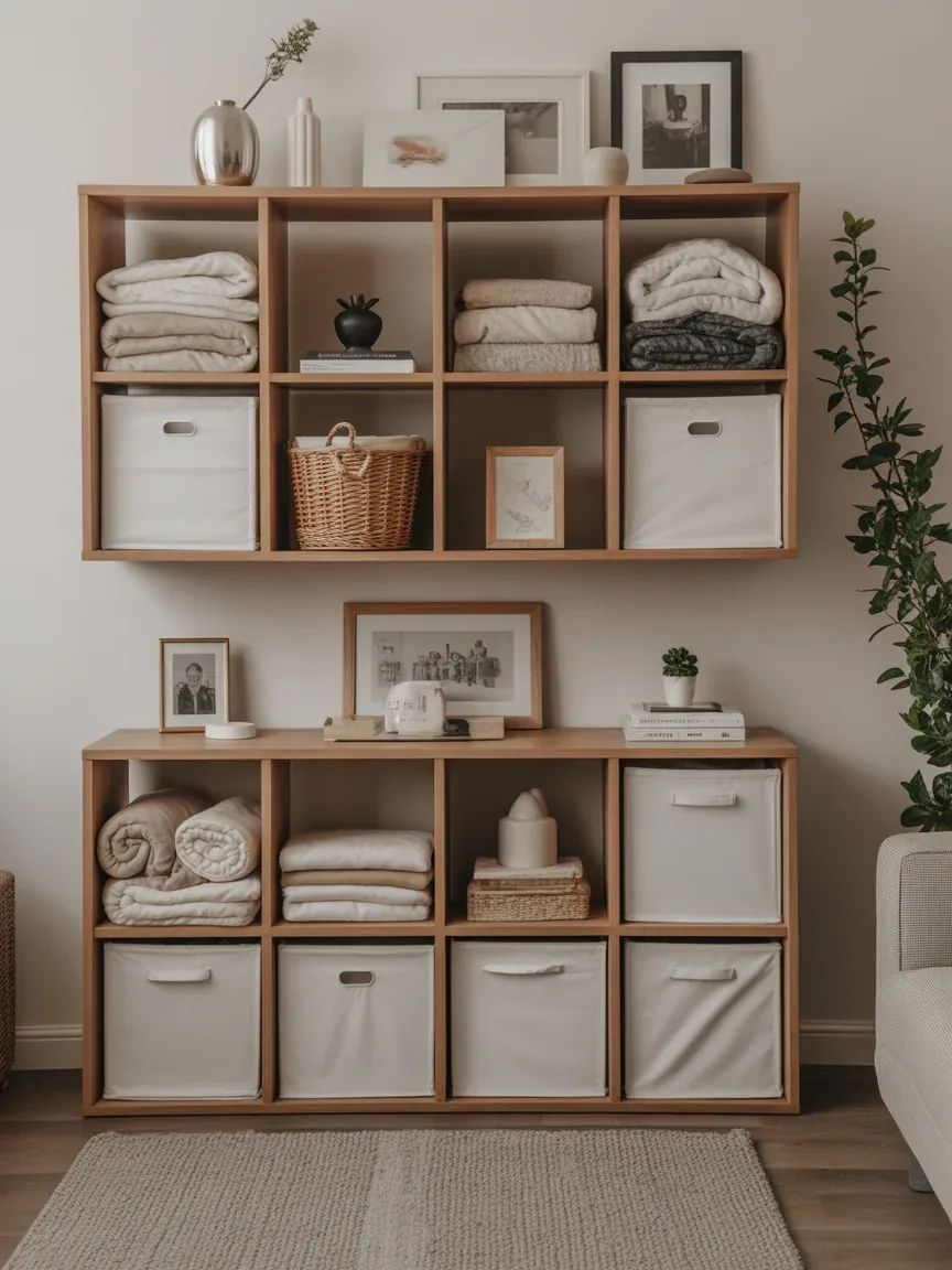 17. Floating Shelf Blanket Cubes 17. Floating Shelf Blanket Cubes