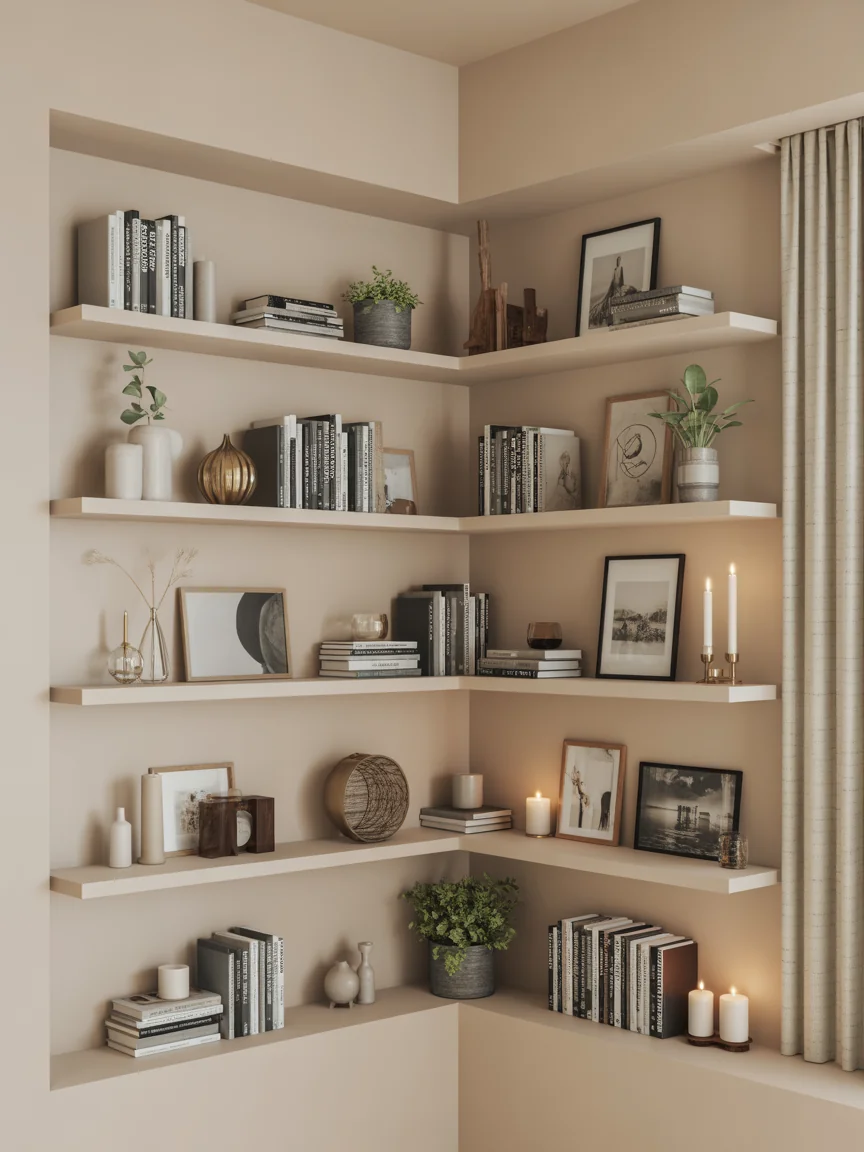 5. Floating Shelves Display Wall