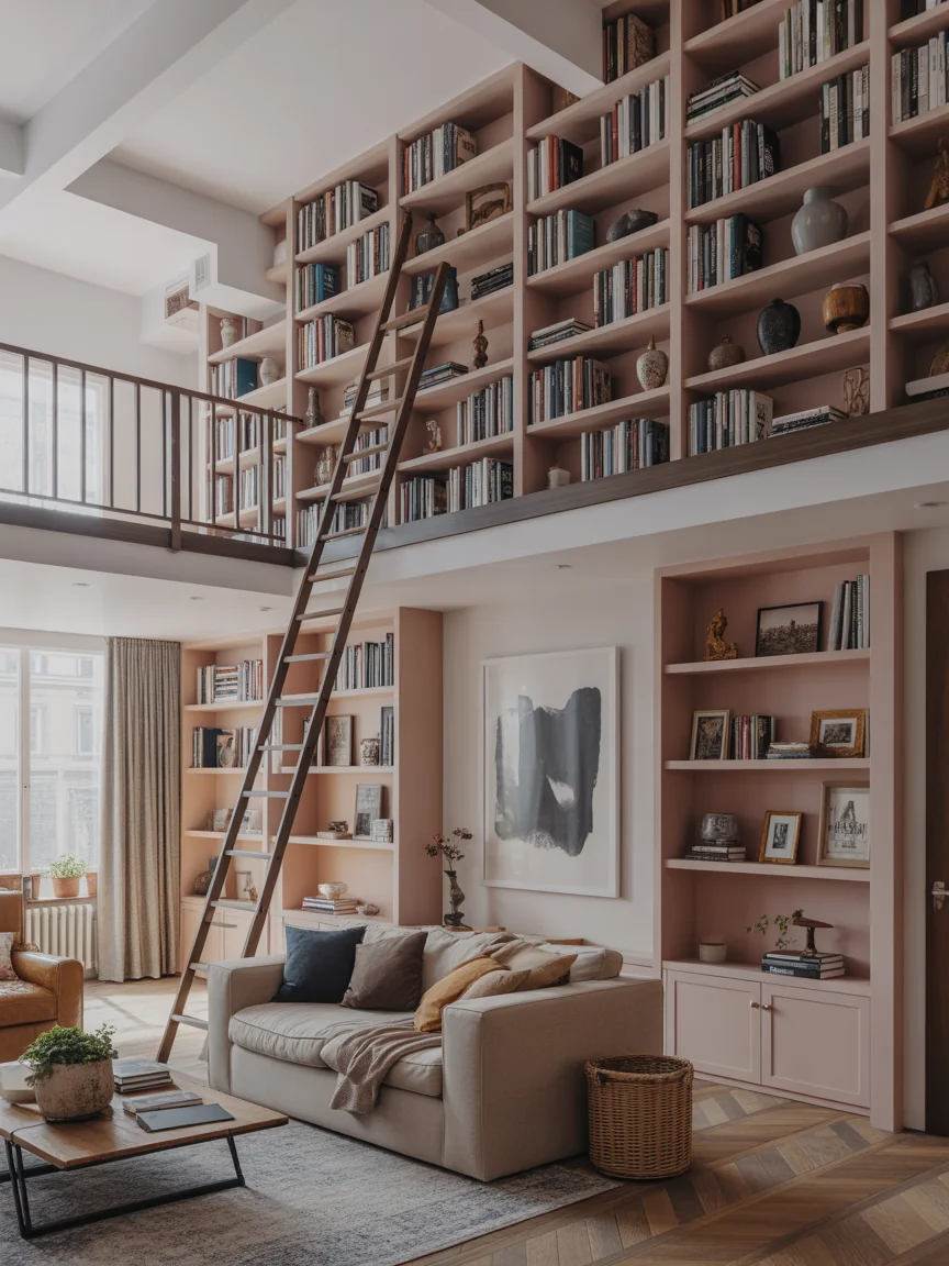 6. Floor-to-Ceiling Built-In Bookshelves