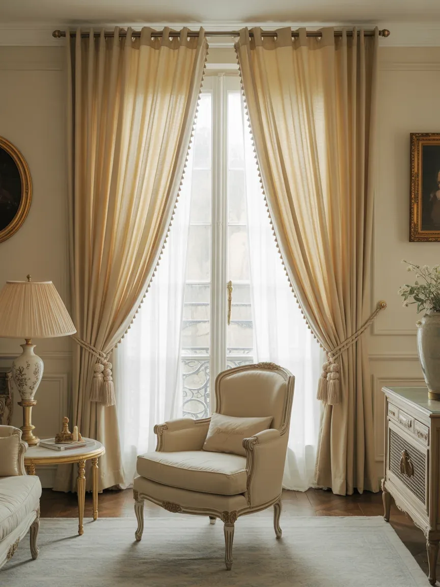 20. French-Inspired Elegance With Tiebacks 20. French-Inspired Elegance With Tiebacks