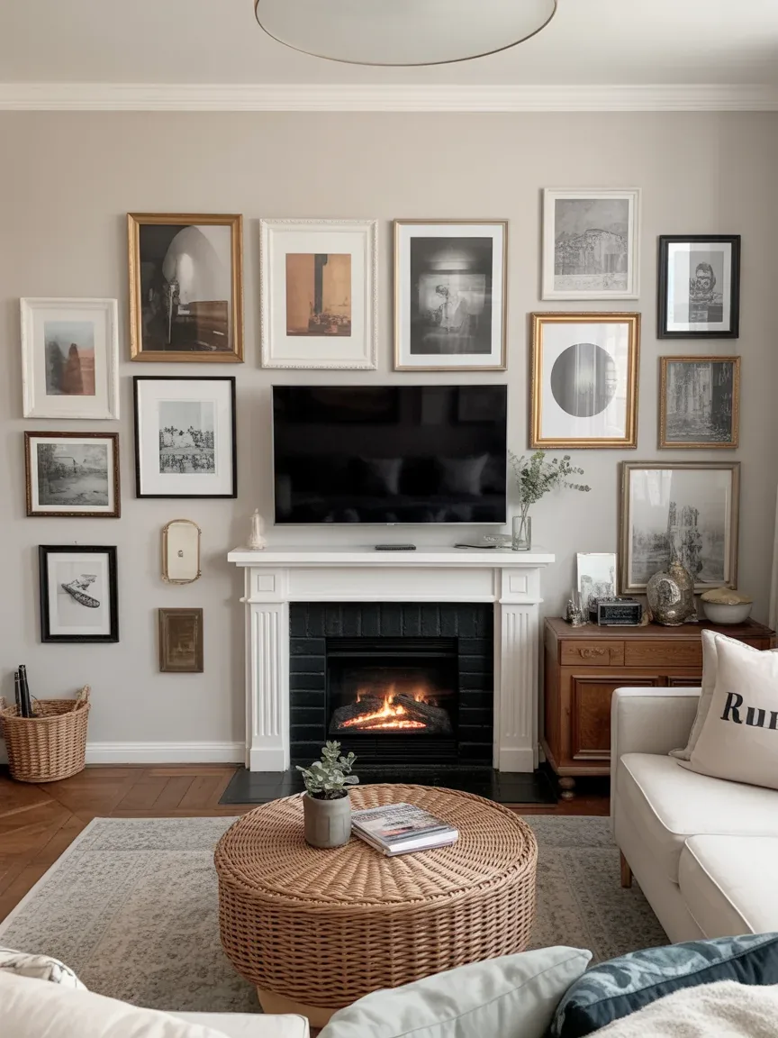 14. Gallery Wall Around Fireplace and TV 14. Gallery Wall Around Fireplace and TV