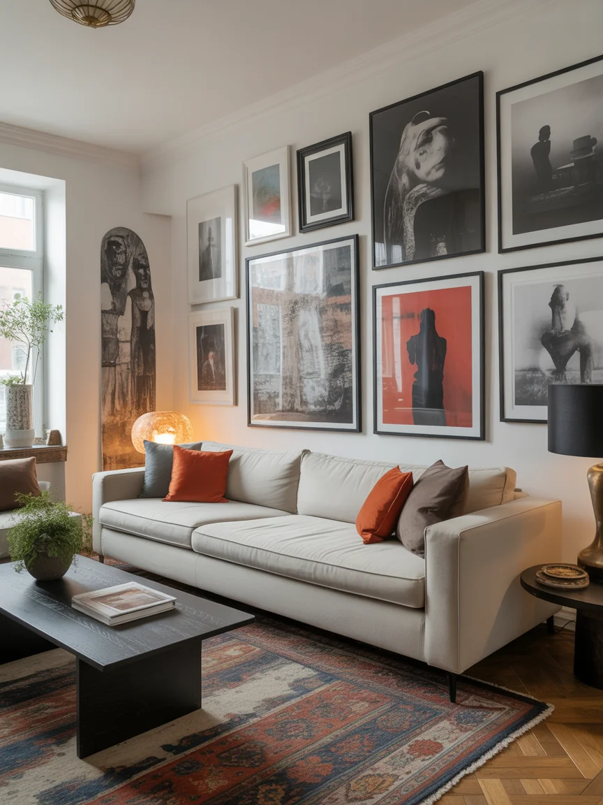 13. Gallery-Style Wall Living Room