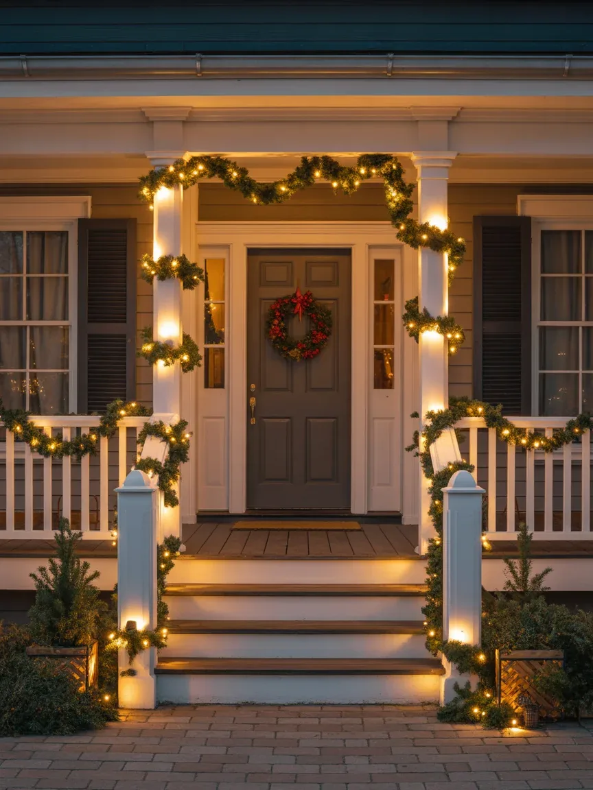 15. Garland-Draped Porch Glow 15. Garland-Draped Porch Glow