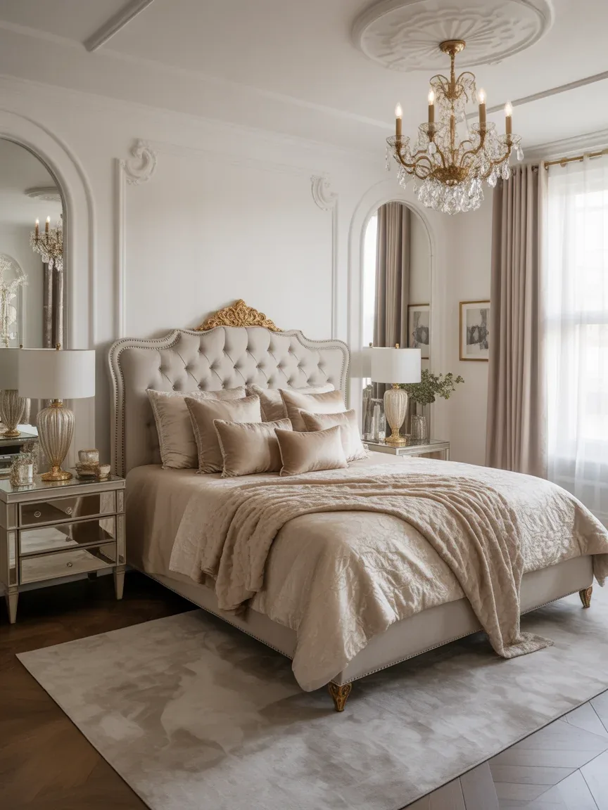 7. Glam Bedroom With Metallic Accents 7. Glam Bedroom With Metallic Accents