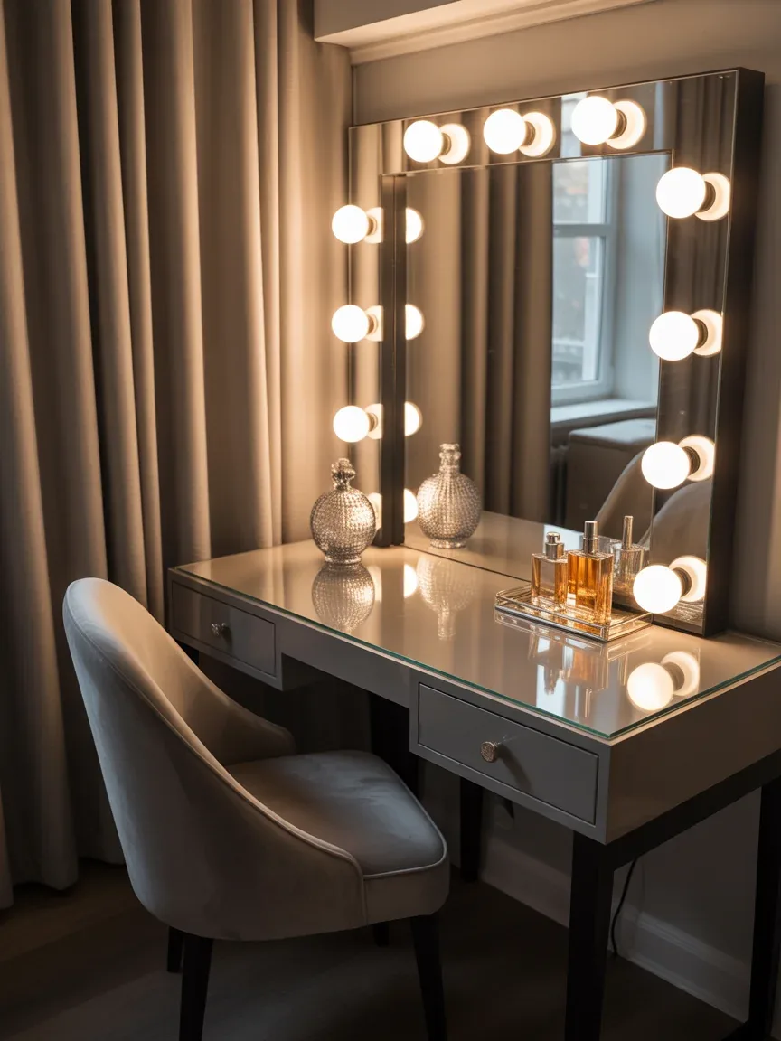 2. Glam Hollywood Mirror Vanity Setup 2. Glam Hollywood Mirror Vanity Setup