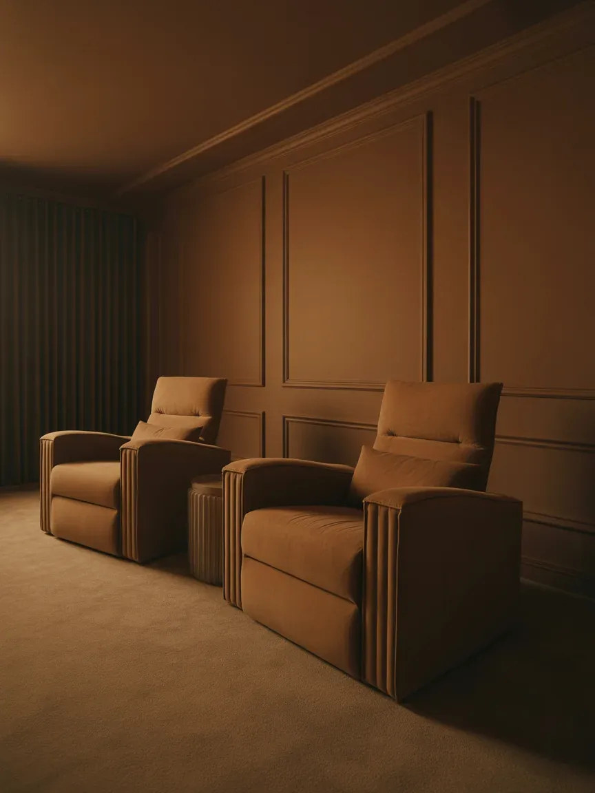 20. Glam Media Room With Plush Seating 20. Glam Media Room With Plush Seating