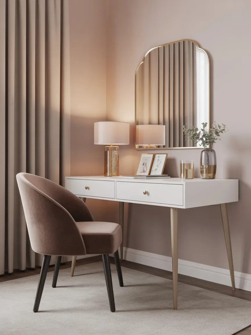 8. Glam Study Zone With Gold Accents 8. Glam Study Zone With Gold Accents
