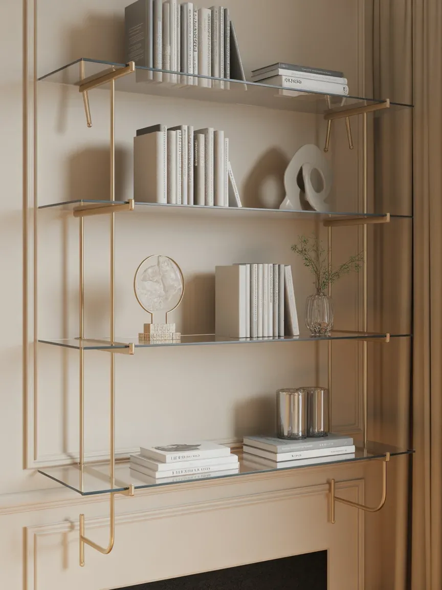 10. Glass and Gold Minimal Luxe Shelf 10. Glass and Gold Minimal Luxe Shelf
