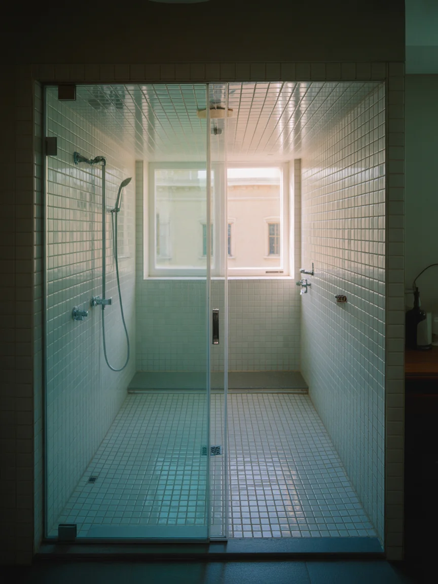 10. Glass-Enclosed Shower For Visual Space