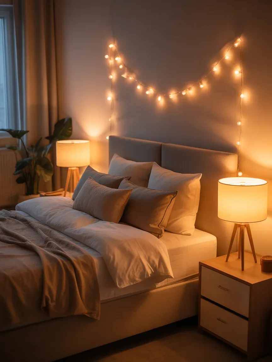 10. Golden Glow Bedroom With Ambient Lighting 10. Golden Glow Bedroom With Ambient Lighting