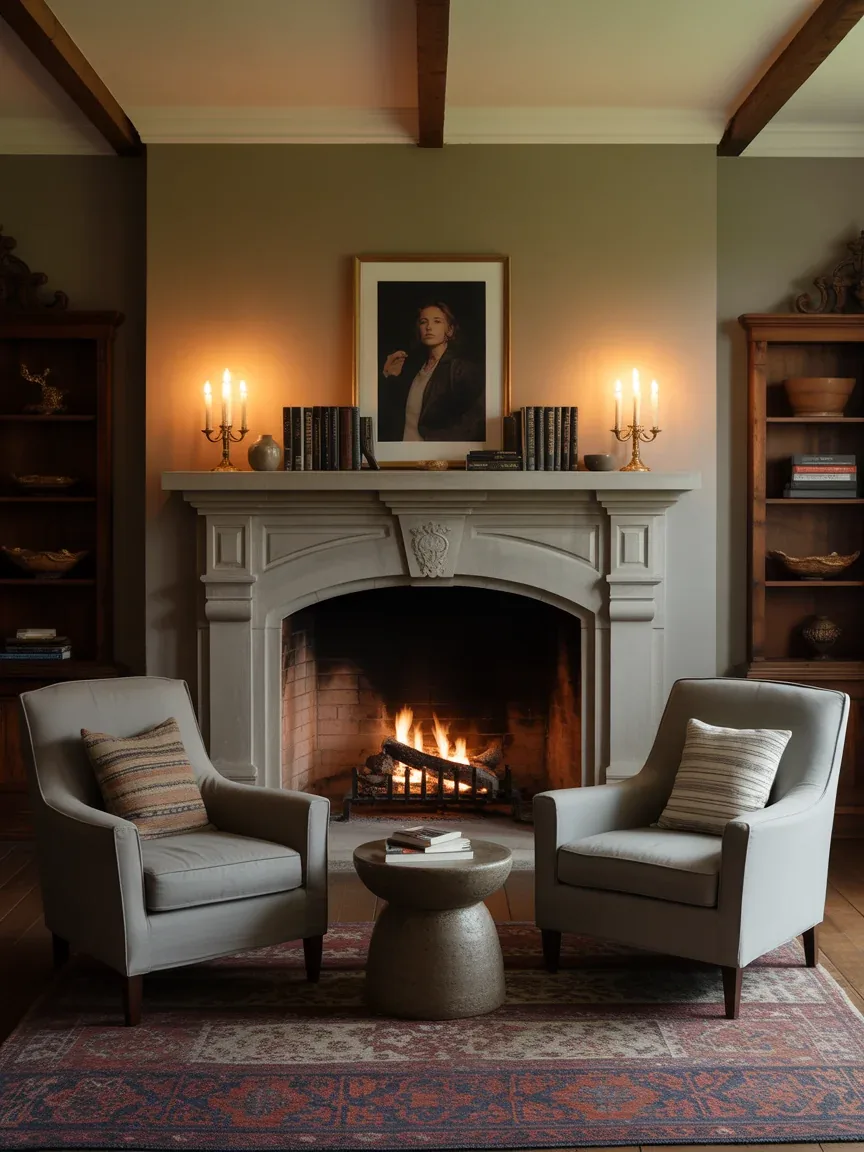 19. Grand Fireplace-Centered Living Room 19. Grand Fireplace-Centered Living Room