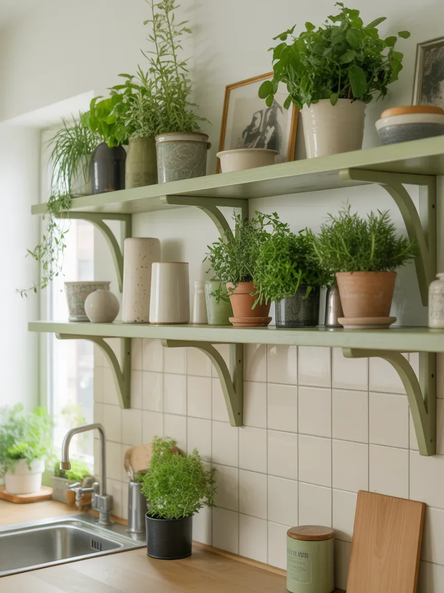 15. Green-Focused Shelf Styling 15. Green-Focused Shelf Styling