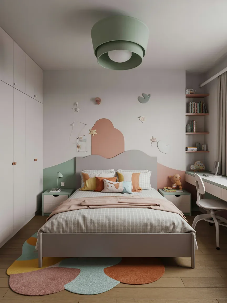 23. Grey Kids’ Bedroom With Playful Touches 23. Grey Kids’ Bedroom With Playful Touches