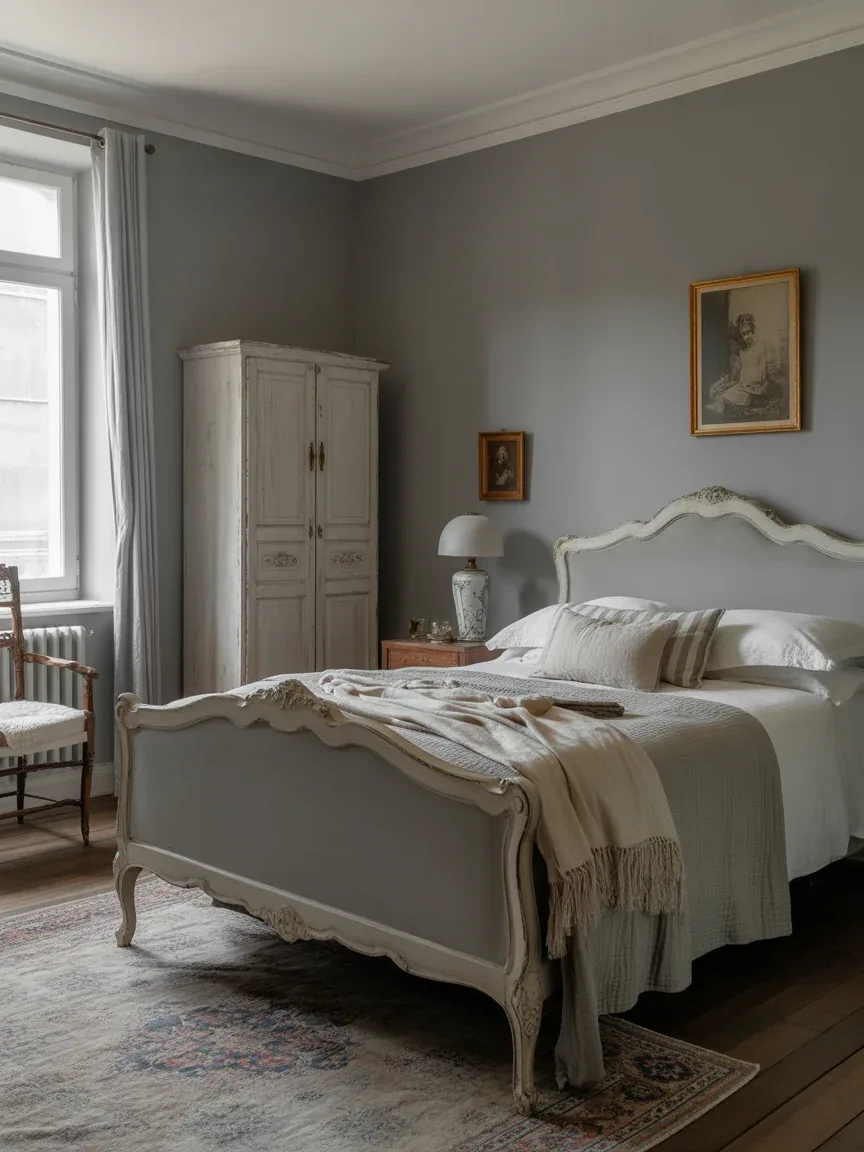 19. Grey Vintage-Inspired Bedroom 19. Grey Vintage-Inspired Bedroom