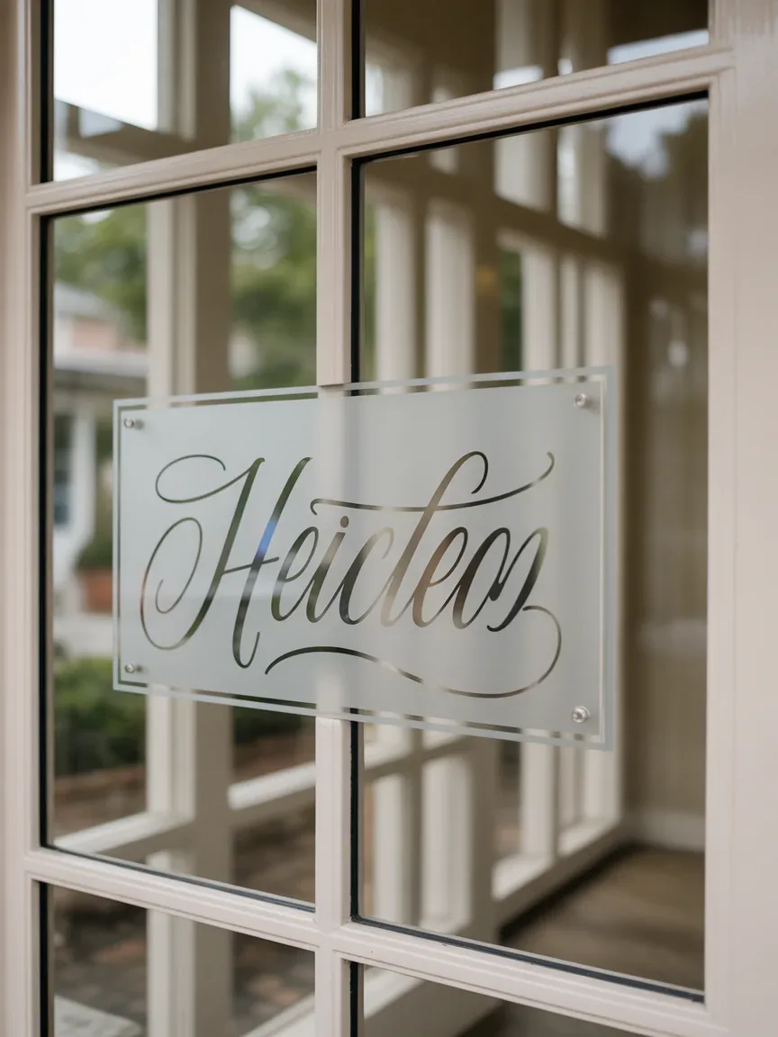 8. Handwritten Script Glass Name Plate 8. Handwritten Script Glass Name Plate