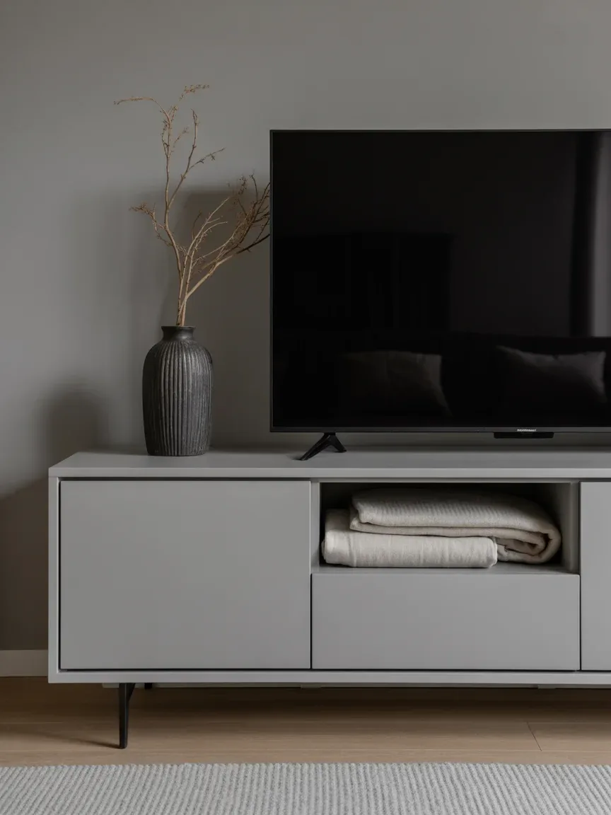 22. Hidden Blanket Storage in TV Unit 22. Hidden Blanket Storage in TV Unit