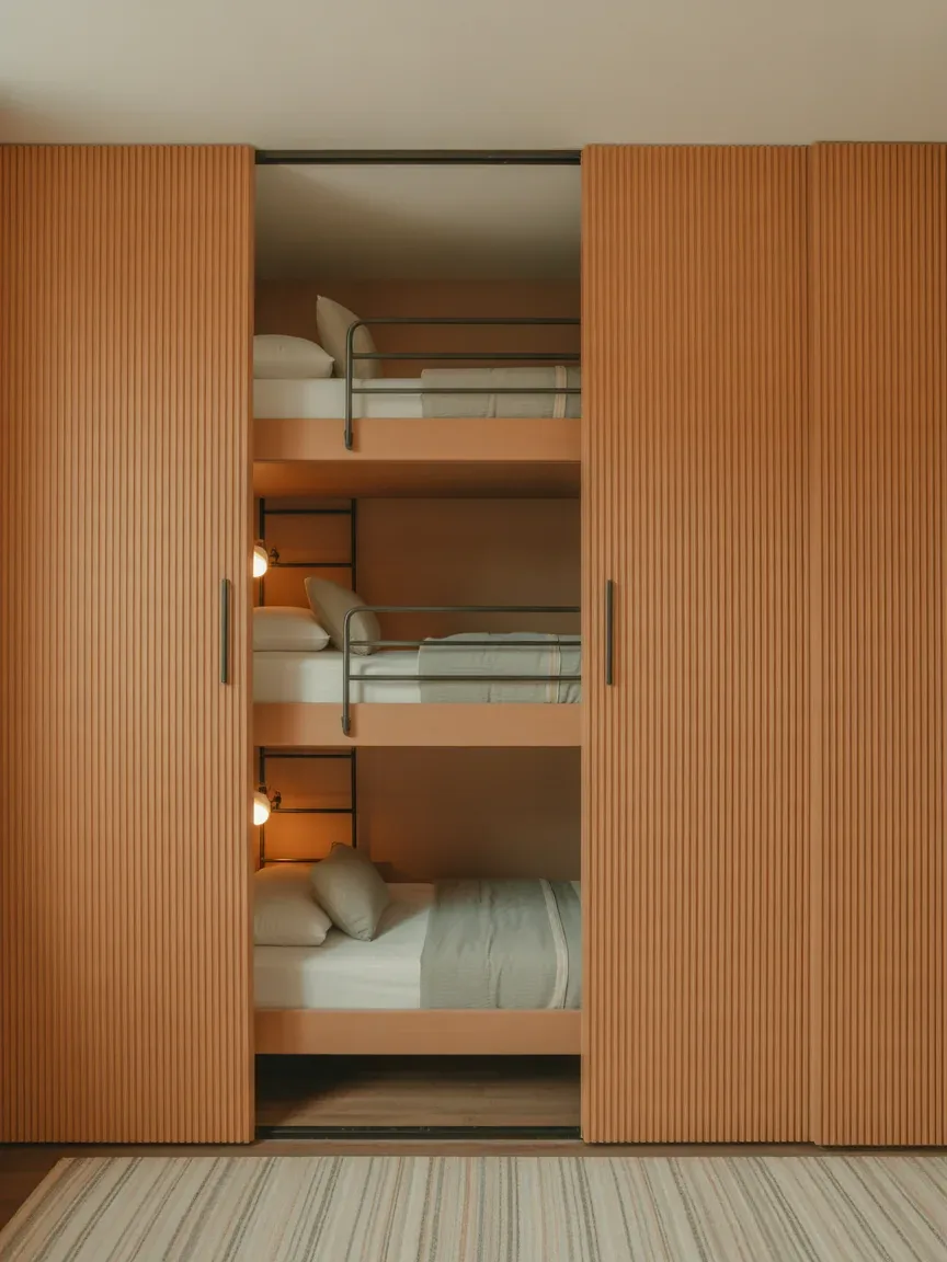 7. Hidden Bunks Behind Sliding Panels 7. Hidden Bunks Behind Sliding Panels