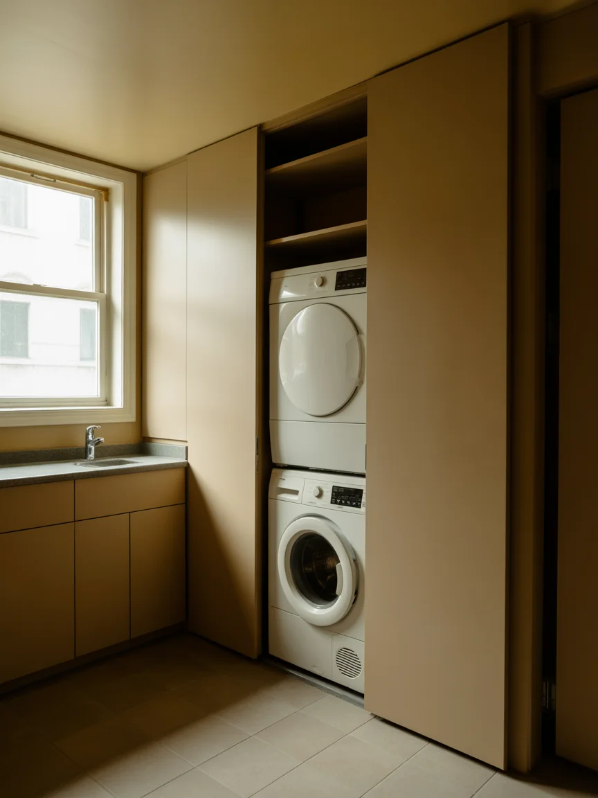 24. Hidden Laundry Combo Bathroom