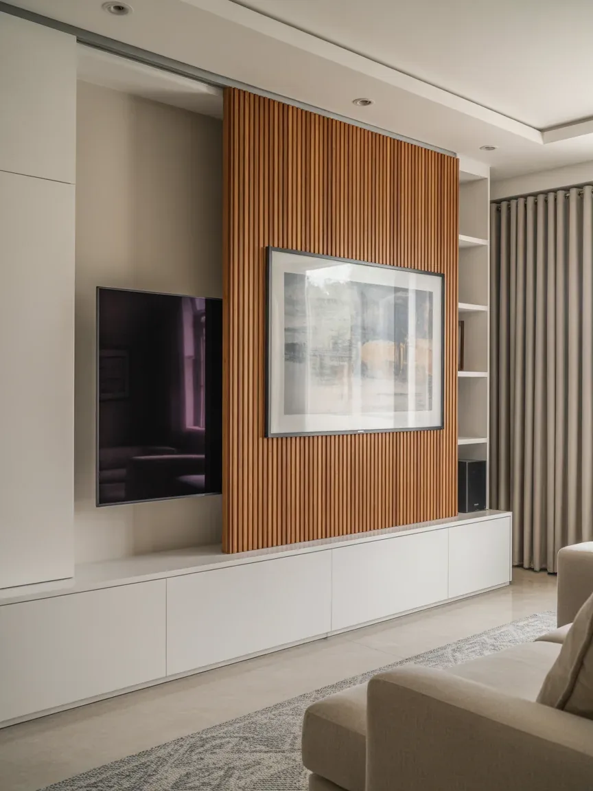 19. Hidden TV Panel That Disappears 19. Hidden TV Panel That Disappears
