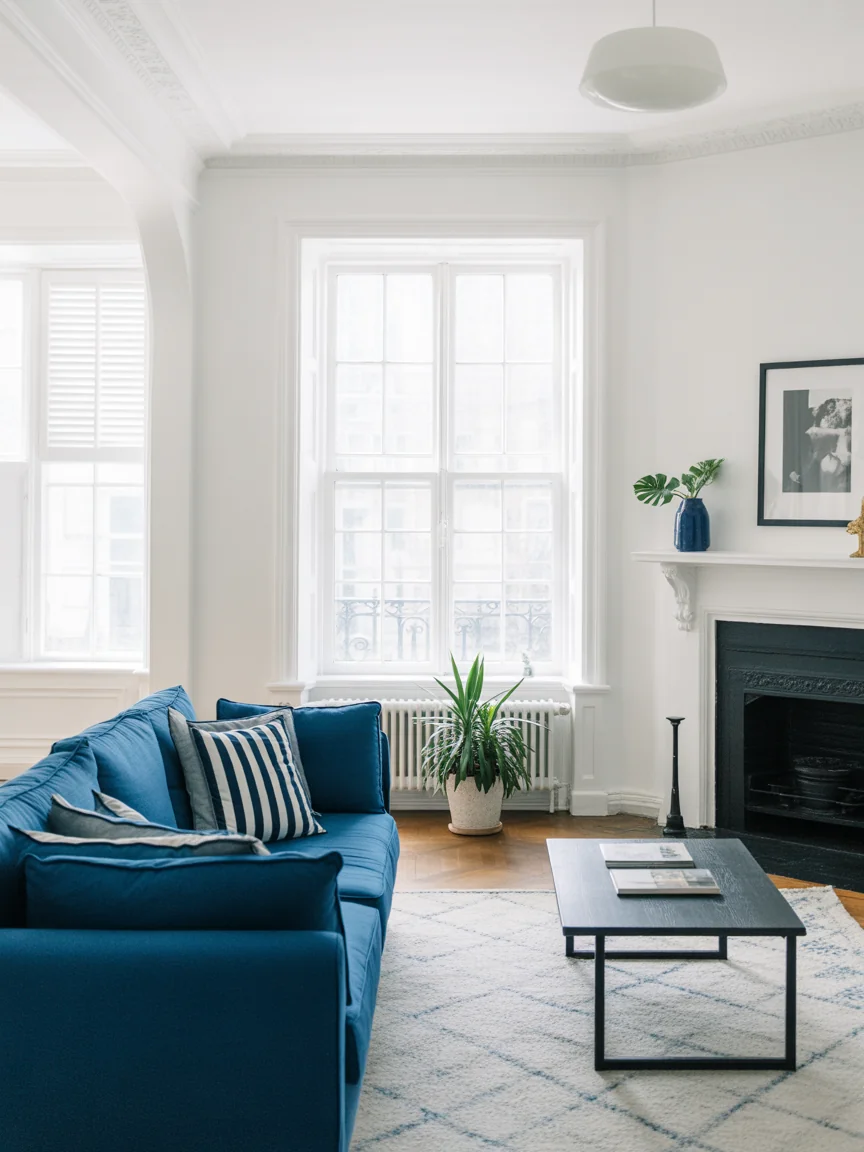 18. High-Contrast White and Blue