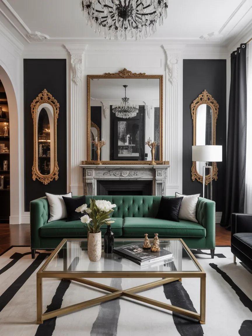 1. Hollywood Regency Living Room With Gold Drama 1. Hollywood Regency Living Room With Gold Drama