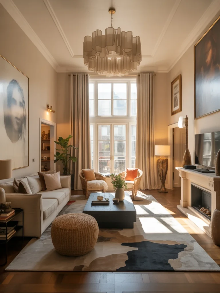 How to Decorate a High Ceiling Living Room Without It Feeling Cold and Empty