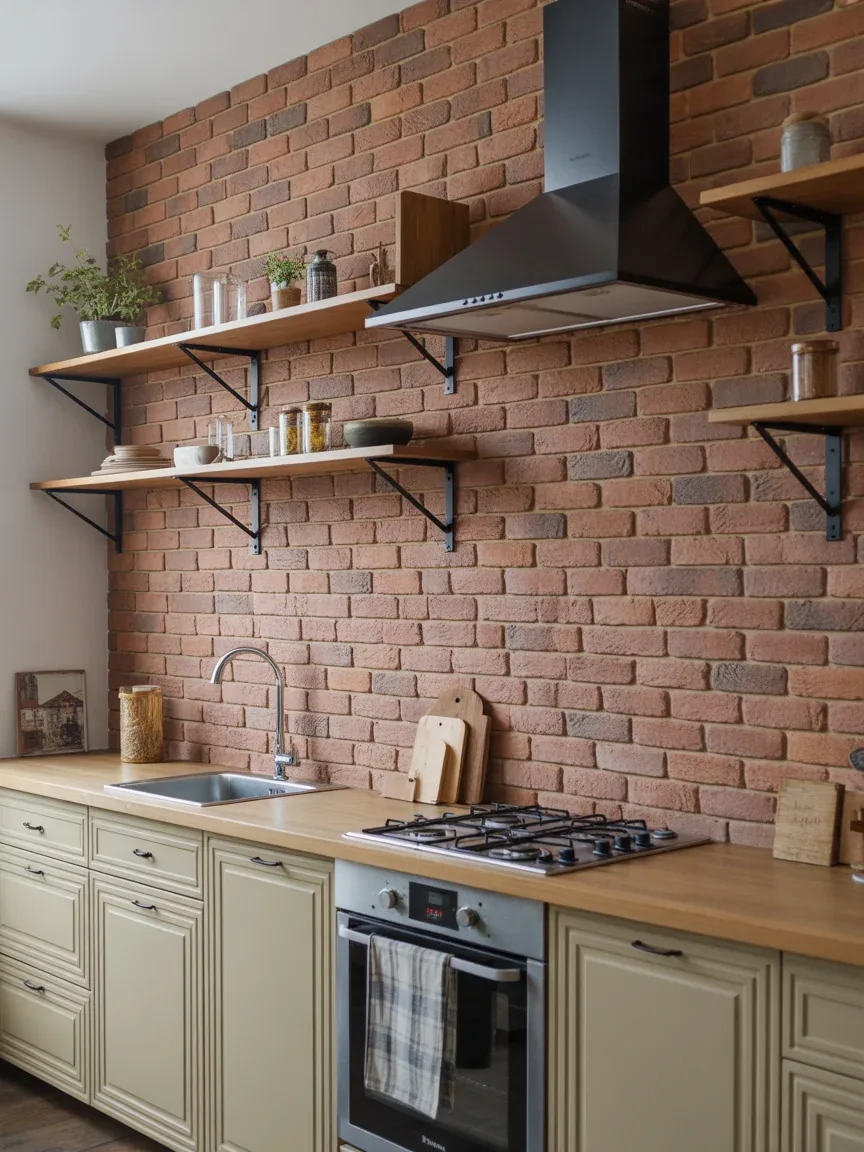 22. Industrial Brick Kitchen Wall 22. Industrial Brick Kitchen Wall