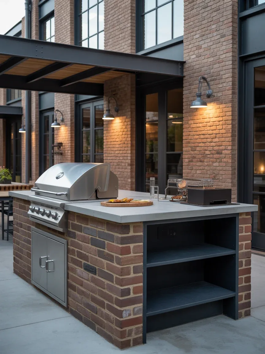 7. Industrial Brick-and-Steel Grill Zone 7. Industrial Brick-and-Steel Grill Zone