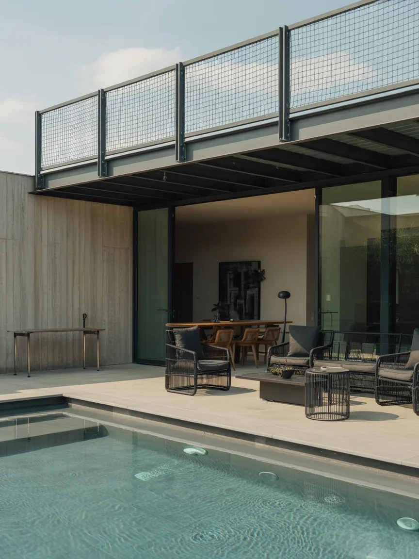 18. Industrial Cable Fence With Safety Net Backing 18. Industrial Cable Fence With Safety Net Backing