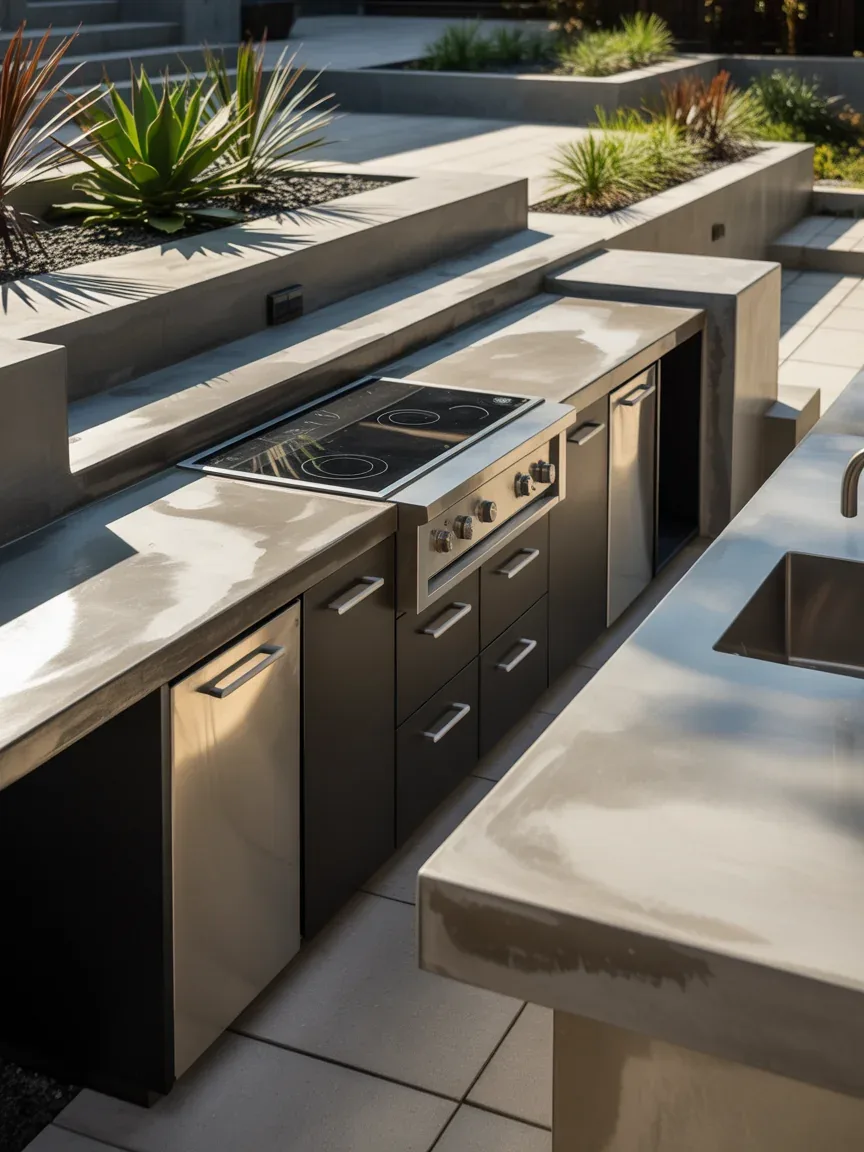 20. Industrial Concrete Outdoor Kitchen 20. Industrial Concrete Outdoor Kitchen