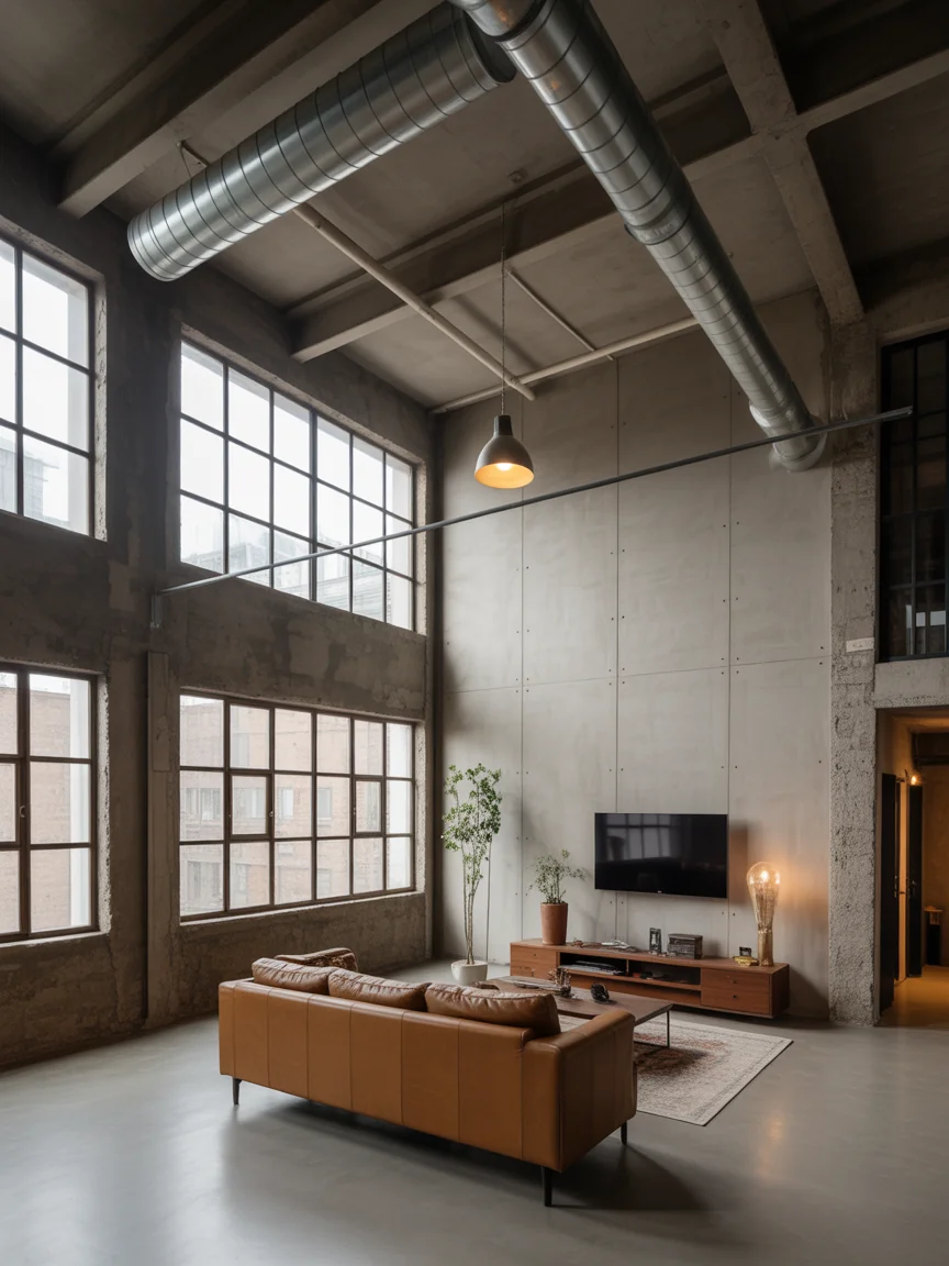 5. Industrial Loft With Metal Accents