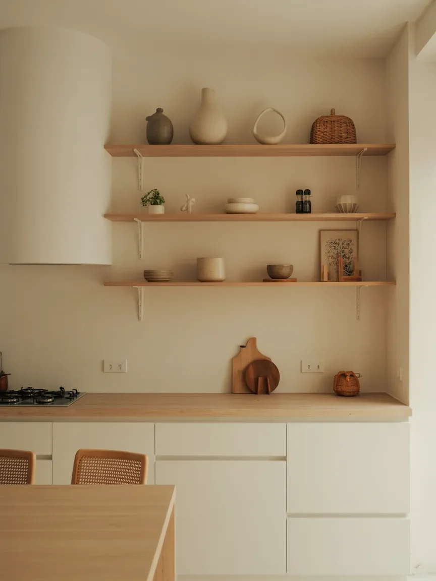 18. Japandi Kitchen With Minimal Floating Shelves 18. Japandi Kitchen With Minimal Floating Shelves