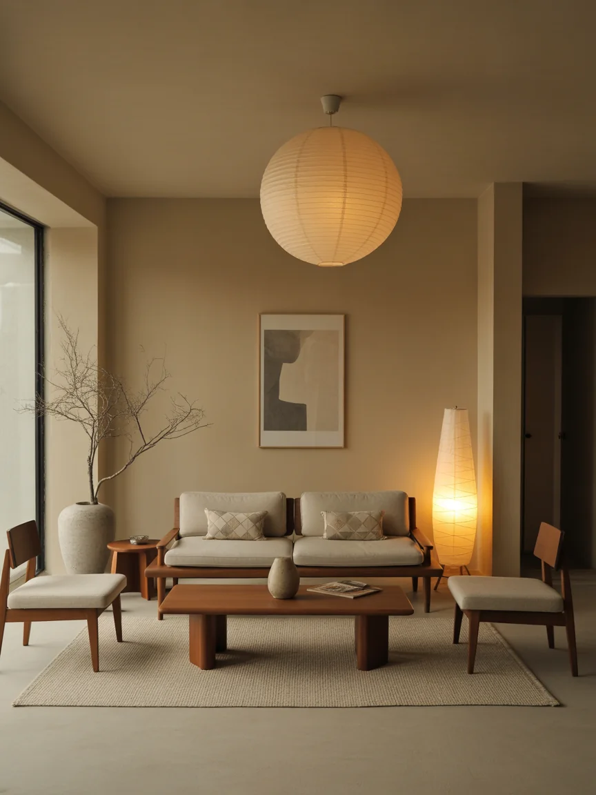 9. Japandi Mid-Century Fusion