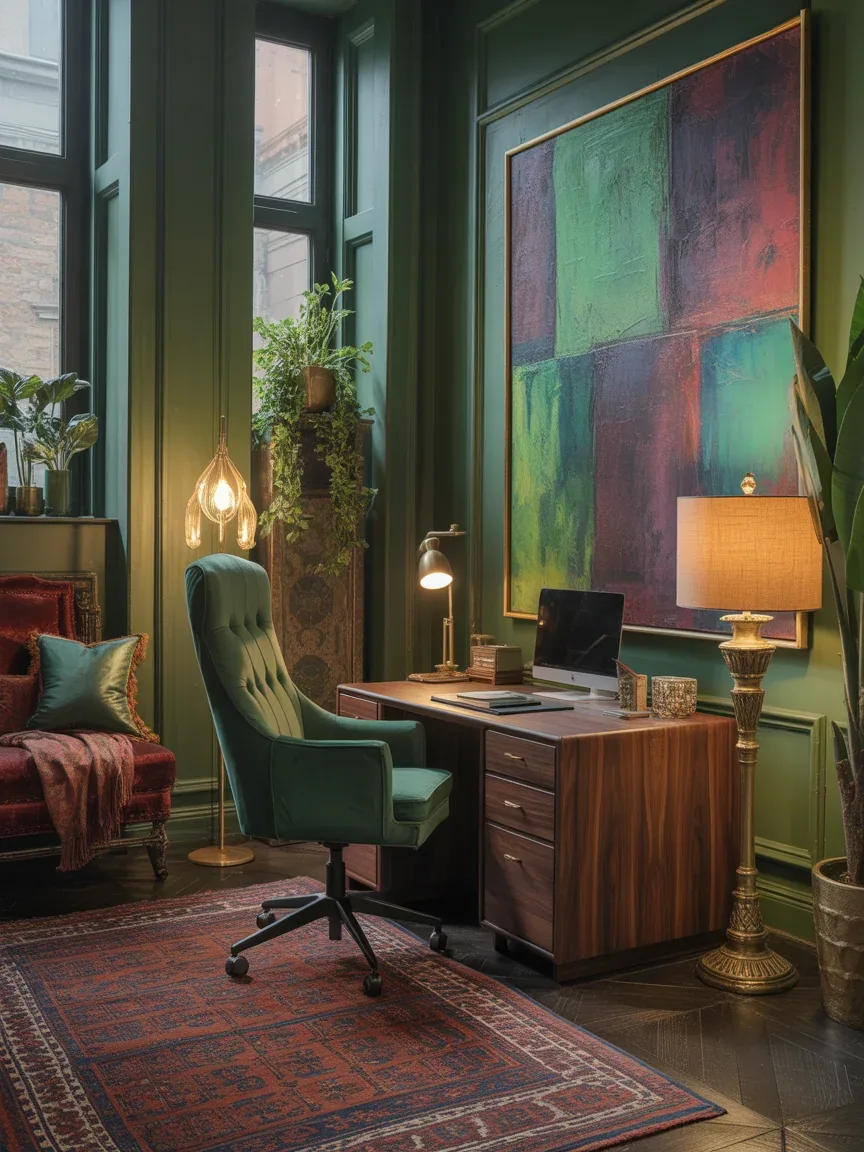 17. Jewel-Toned Luxe Boho Office 17. Jewel-Toned Luxe Boho Office