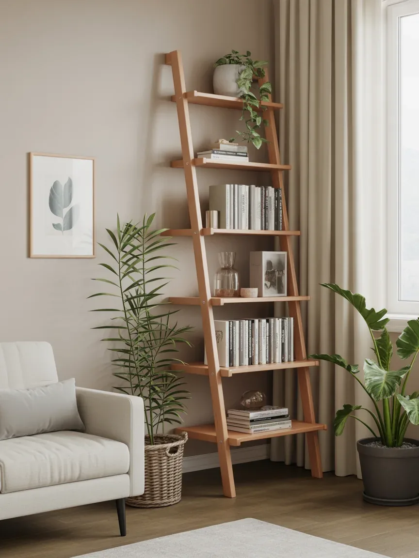 15. Ladder Leaning Shelf Display 15. Ladder Leaning Shelf Display